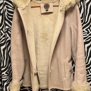 Giacca Cream Teddy Jacket with Faux Fur